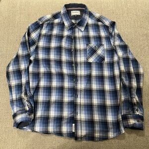 Men's Blue Plaid Casual Button-Down Shirt